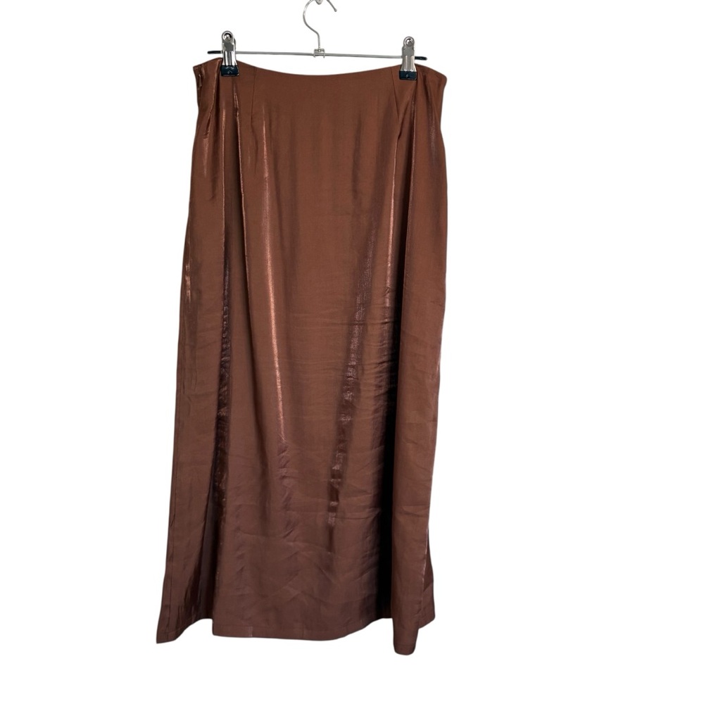ICHI Metallic Brown Midi Skirt (IHRAIA SK) - Picture 2 of 10